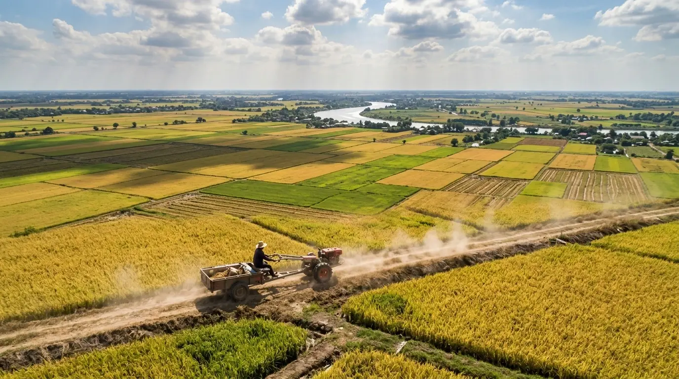 Central Plains Rice Harvest in Ang Thong, Ang Thong, Thailand