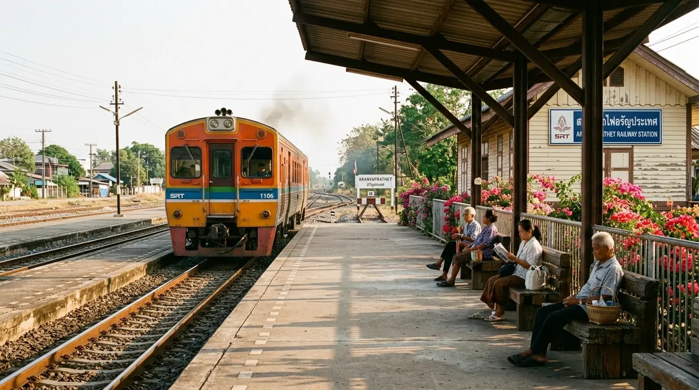 Small-Town Railway Station in Aranyaprathet, Sa Kaeo, Thailand