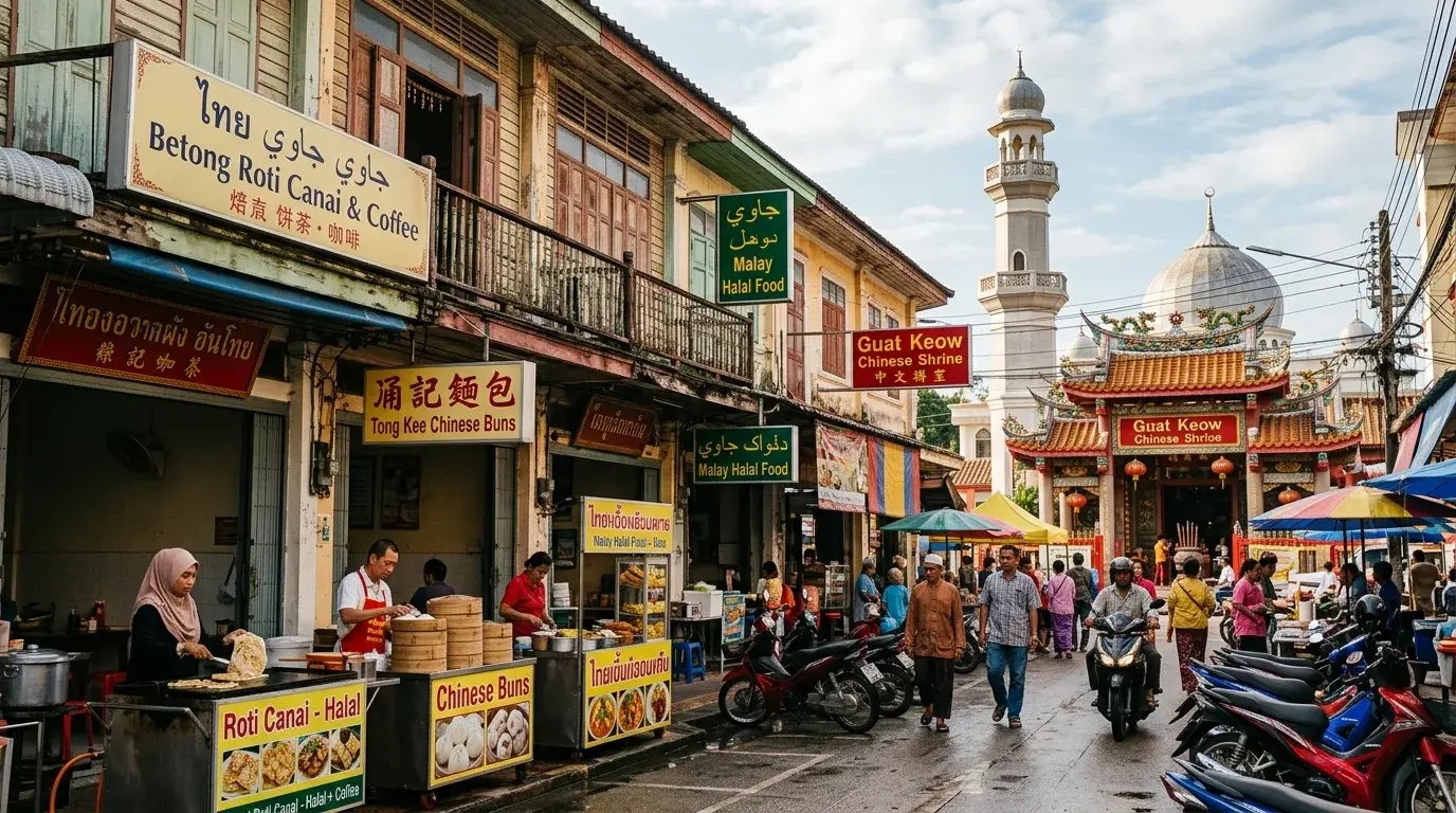 Multicultural Street Life in Betong, Yala, Thailand