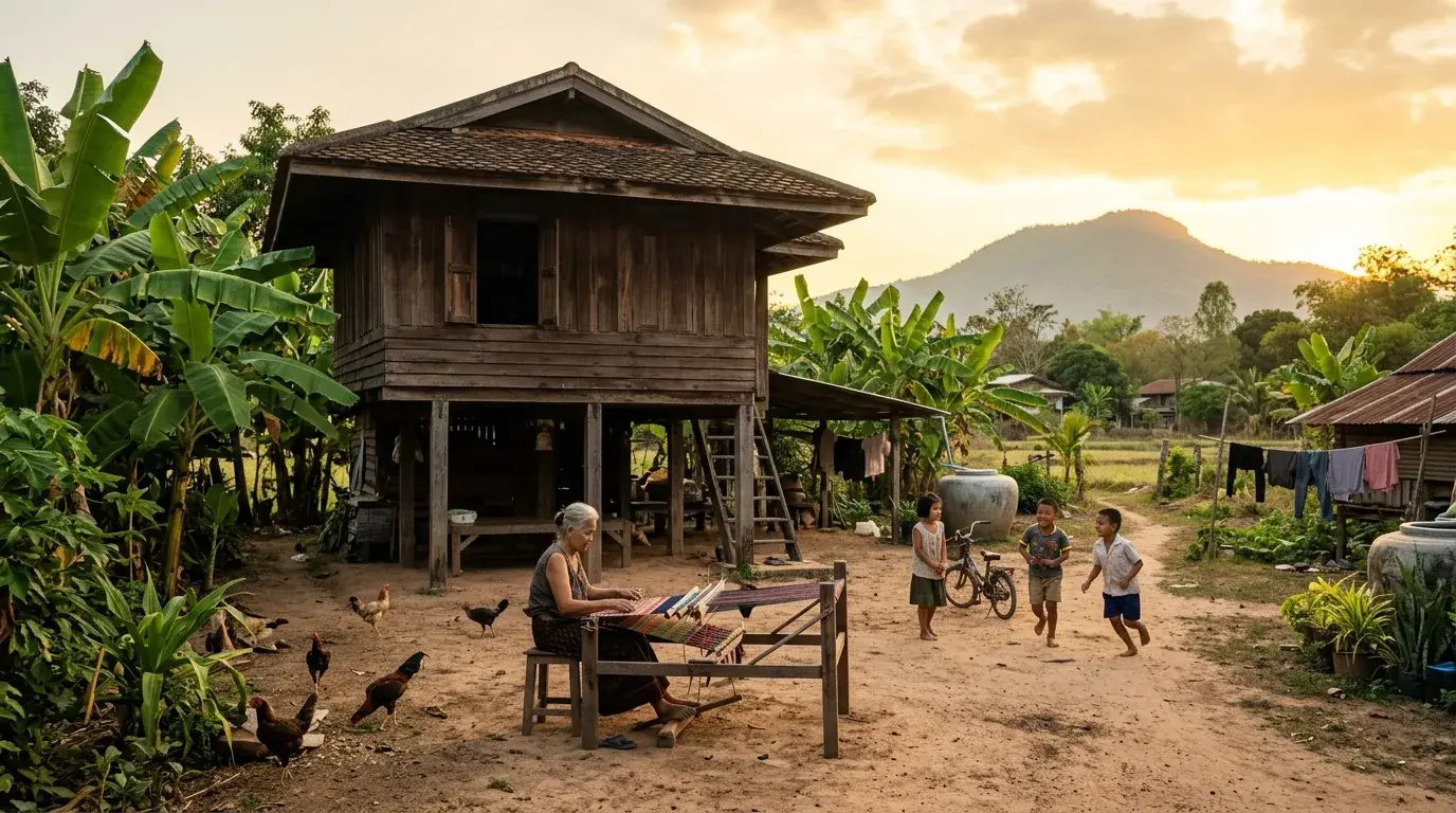Isan Village Life Near the Volcano in Buriram, Buriram, Thailand
