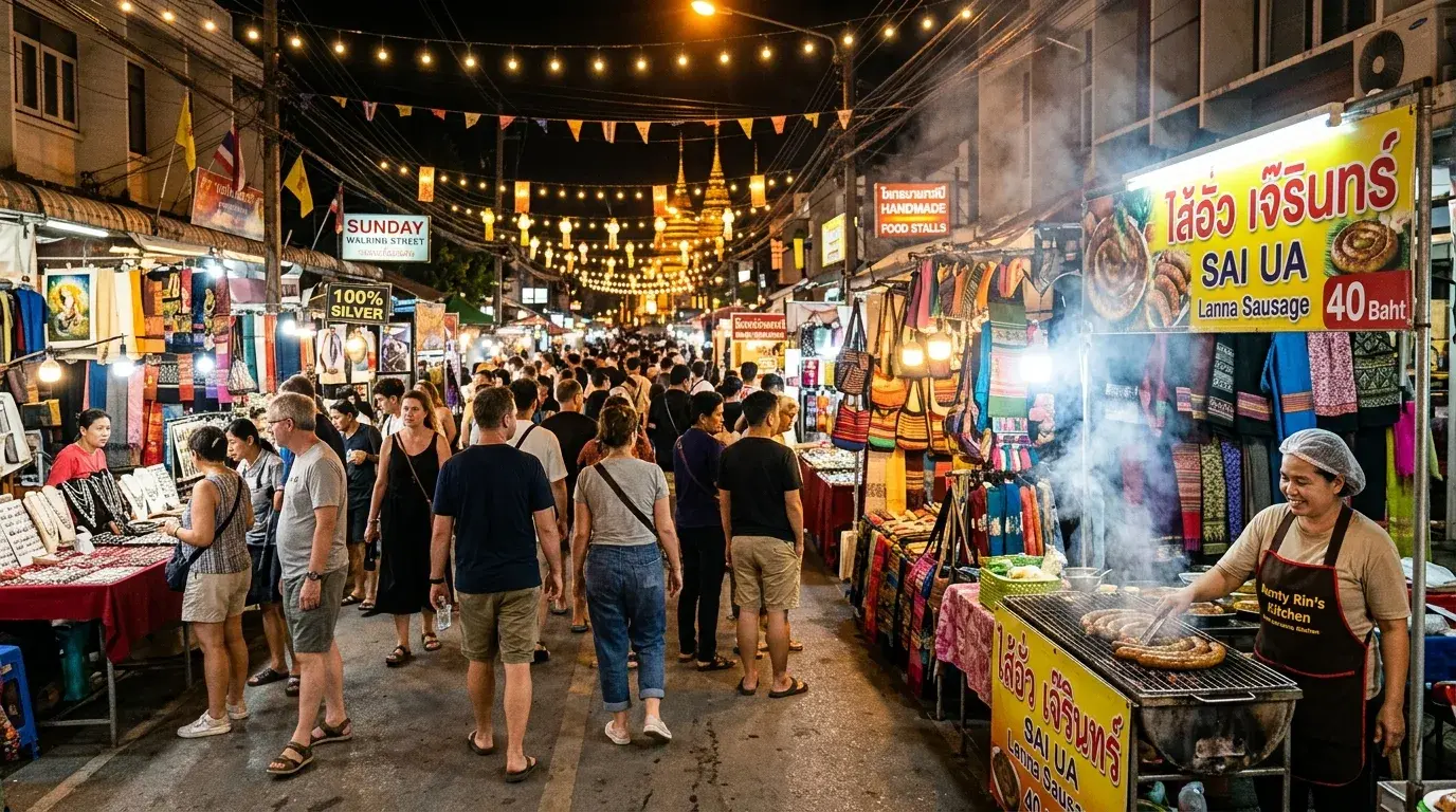 Sunday Walking Street Night Market in Chiang Mai, Chiang Mai, Thailand
