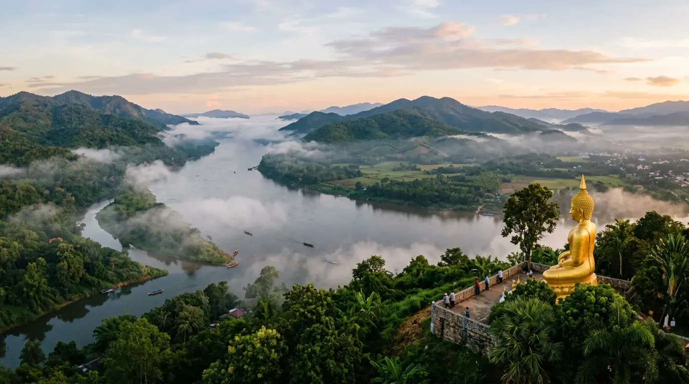 Golden Triangle Viewpoint in Chiang Saen, Chiang Rai, Thailand