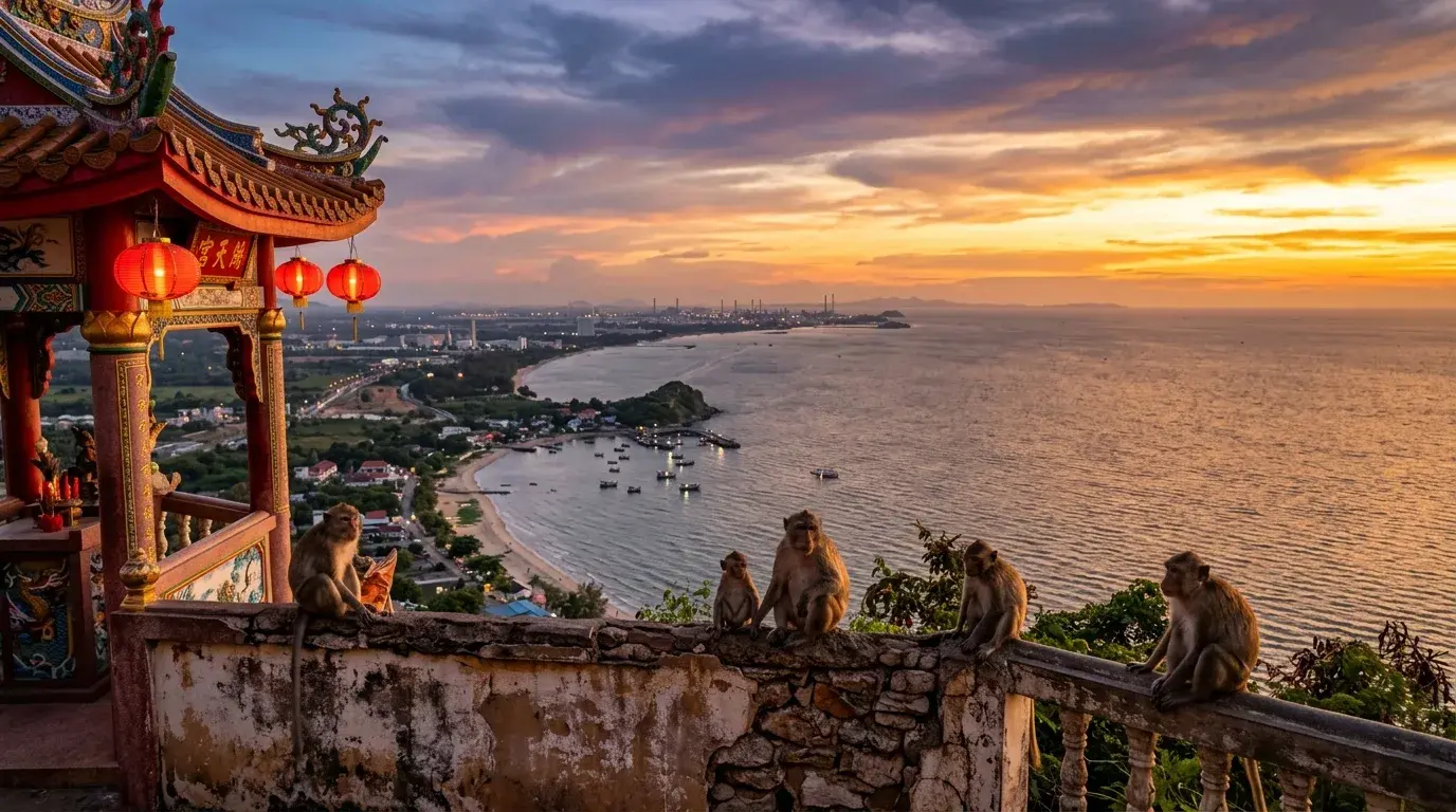 Khao Sam Muk Hilltop at Sunset in Chonburi, Chonburi, Thailand