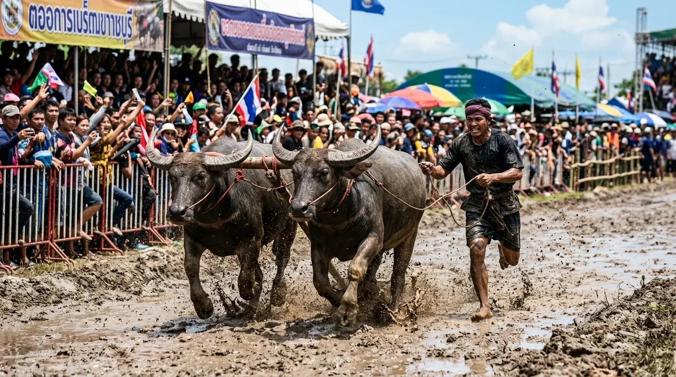 Buffalo Racing Festival in Chonburi, Chonburi, Thailand