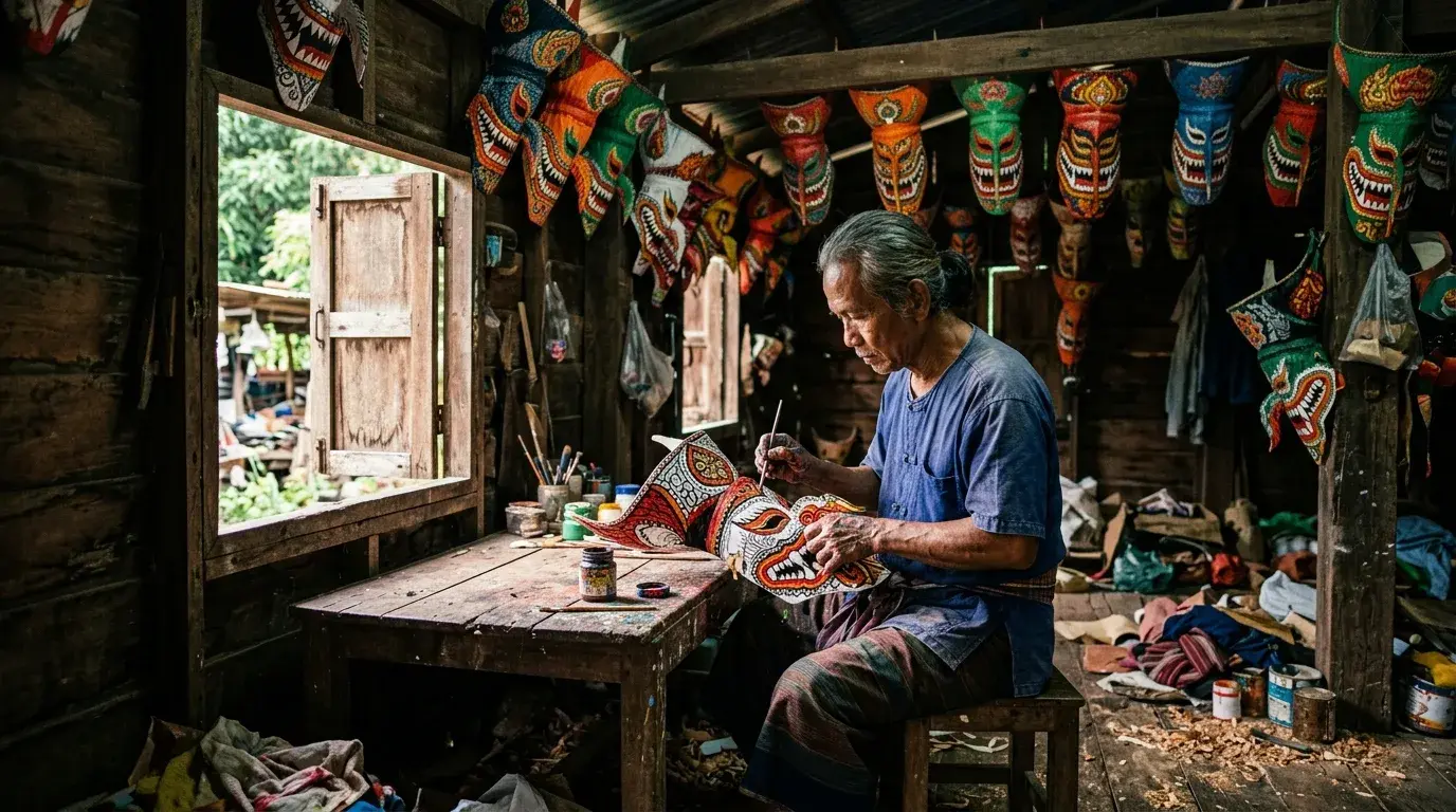 Mask-Making Workshop in Dan Sai, Loei, Thailand