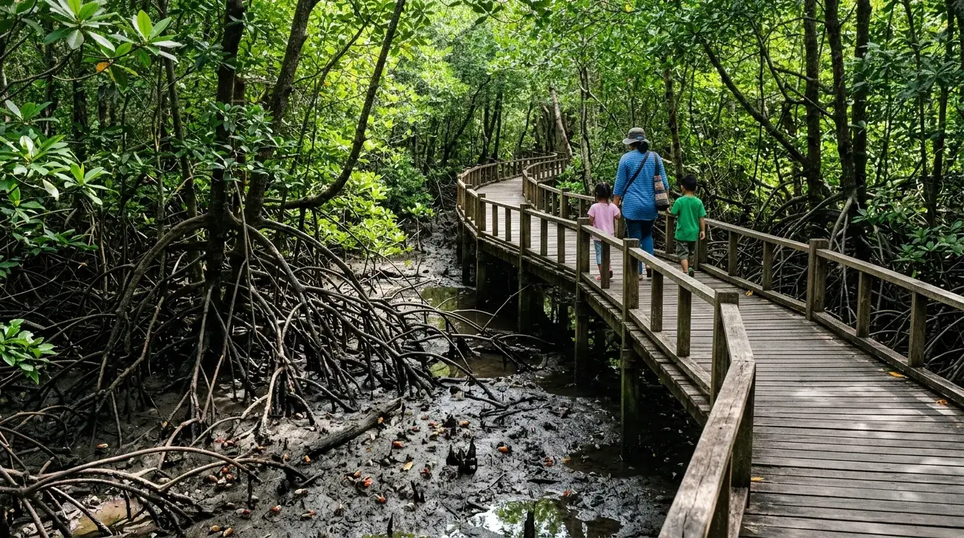 Mangrove Forest Boardwalk in Don Sak, Surat Thani, Thailand