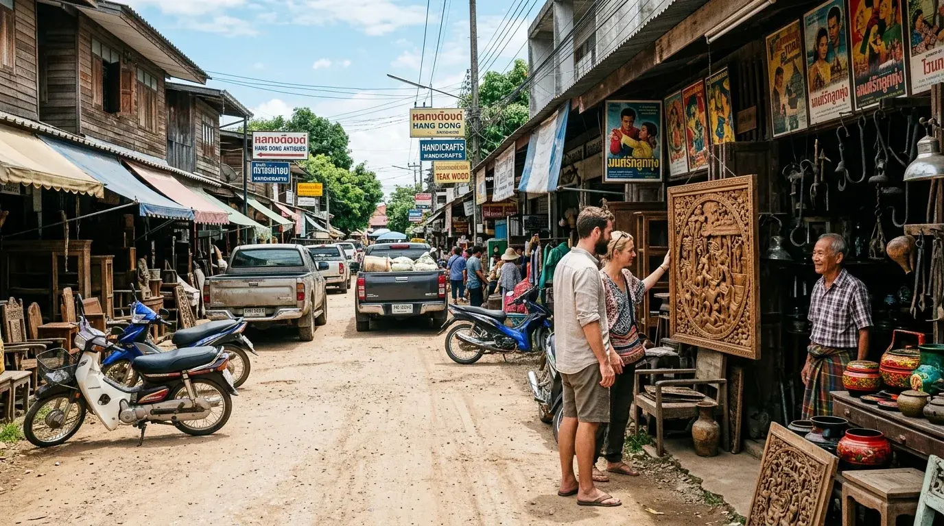 Antique and Craft Market Browsing in Hang Dong, Chiang Mai, Thailand
