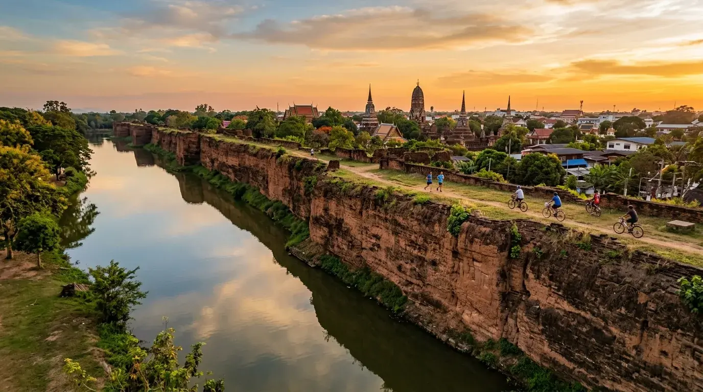 Ancient City Walls at Golden Hour in Kamphaeng Phet, Kamphaeng Phet, Thailand