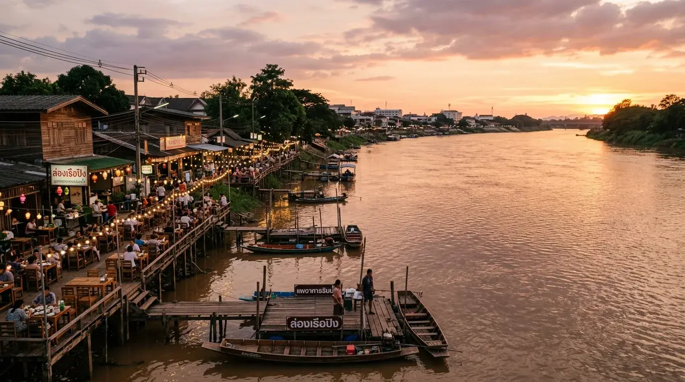 Riverside Life on the Ping in Kamphaeng Phet, Kamphaeng Phet, Thailand