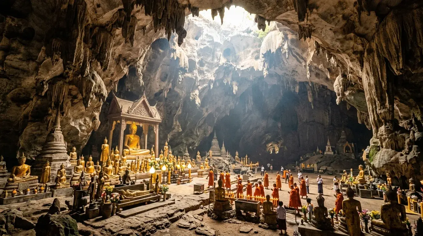 Cave Chamber Wide View at Khao Luang Cave, Phetchaburi, Thailand