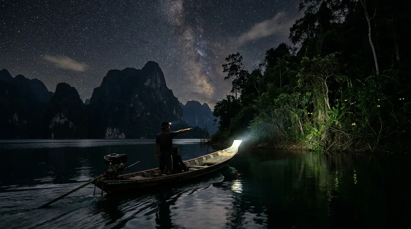 Night Safari on the Lake at Khao Sok, Surat Thani, Thailand