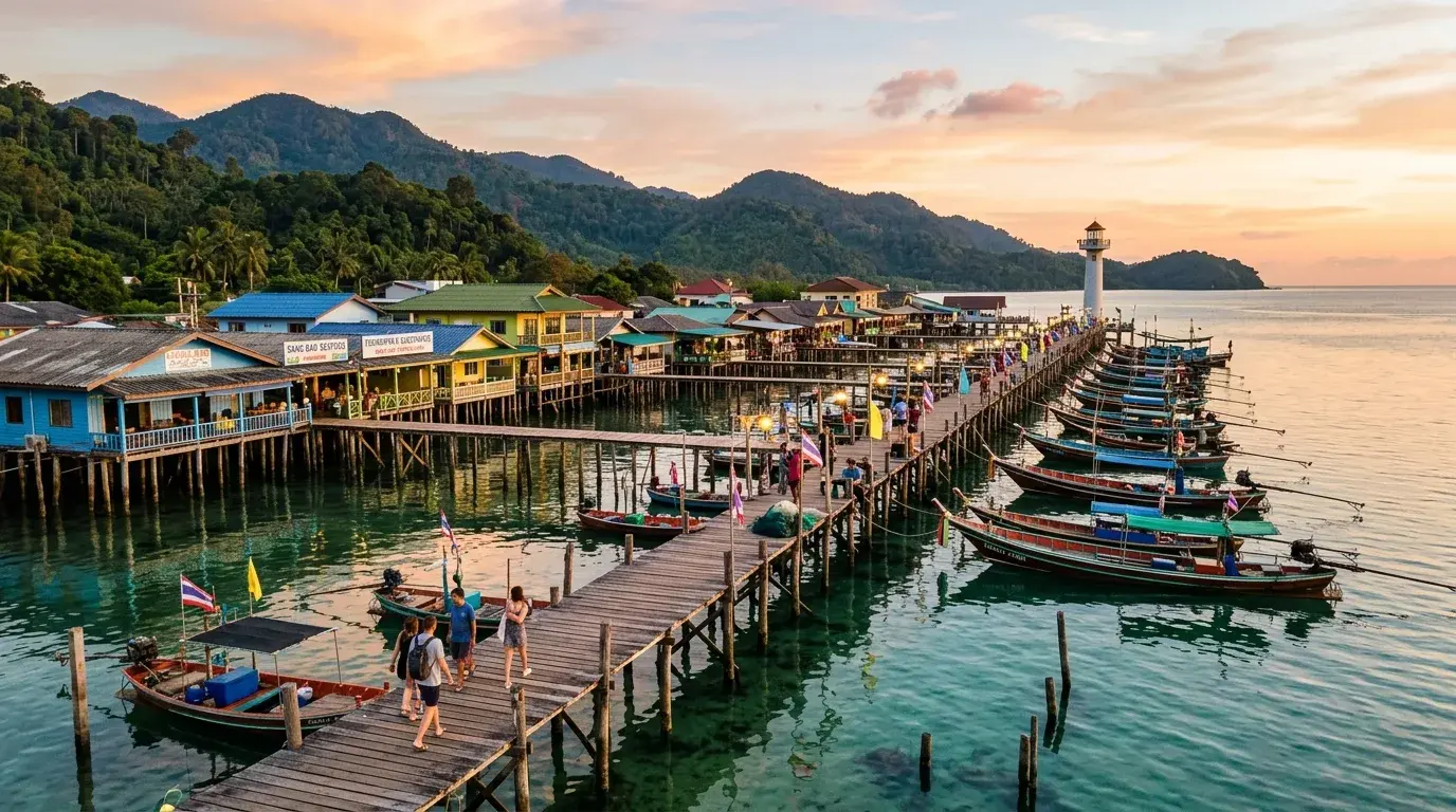 Bang Bao Fishing Village on Stilts in Koh Chang, Trat, Thailand