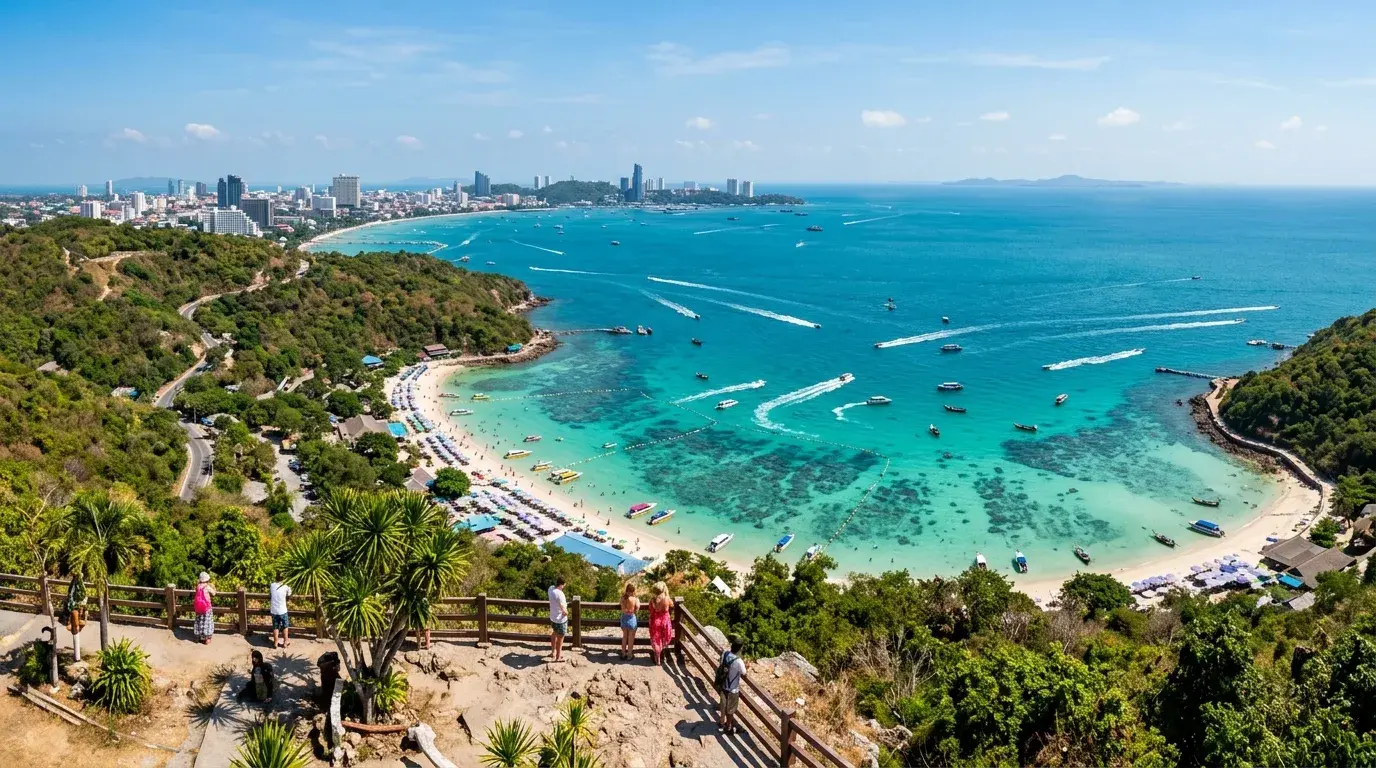 Hilltop Viewpoint Over the Gulf in Koh Lan, Chonburi, Thailand