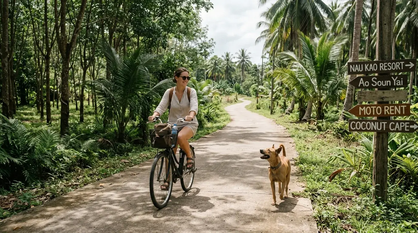 Cycling the Island Road in Koh Mak, Trat, Thailand