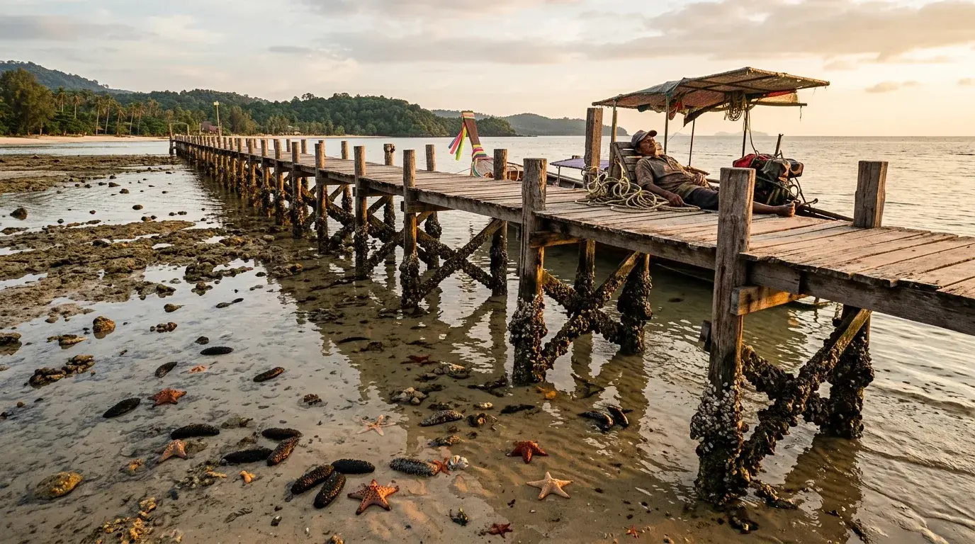 Pier at Low Tide in Koh Mak, Trat, Thailand
