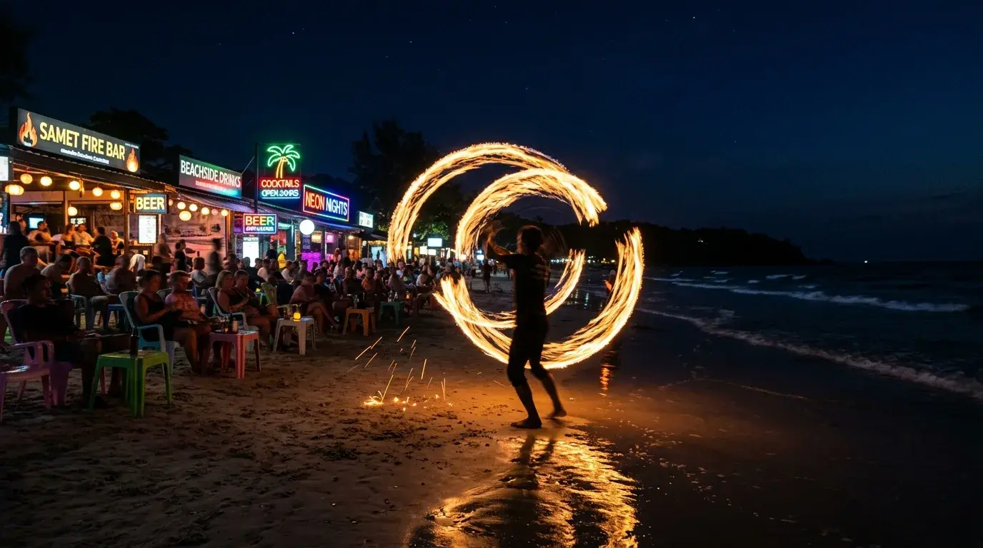Fire Show on the Beach in Koh Samet, Rayong, Thailand