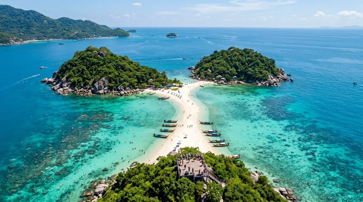 Nang Yuan Island Triple Sandbar in Koh Tao, Surat Thani, Thailand