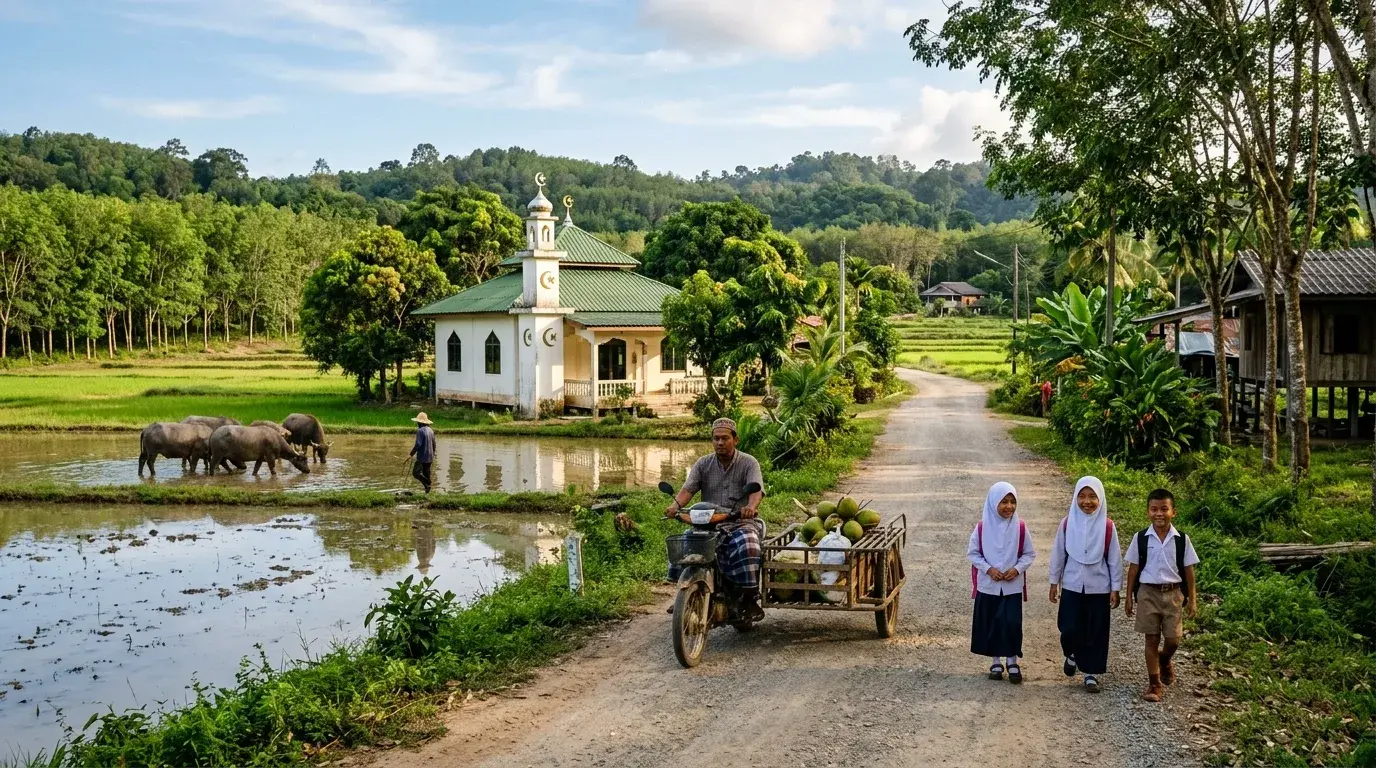 Rice Paddies and Rubber Plantations in Koh Yao Noi, Phang Nga, Thailand