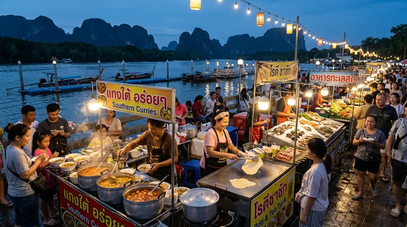 Krabi Town Night Market Riverfront in Krabi, Krabi, Thailand