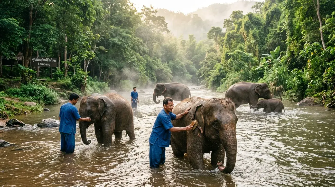 Thai Elephant Conservation Center in Lampang, Lampang, Thailand