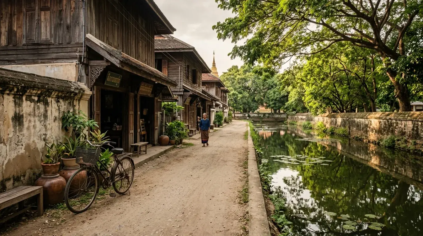 Quiet Streets of the Ancient Mon Capital in Lamphun, Lamphun, Thailand