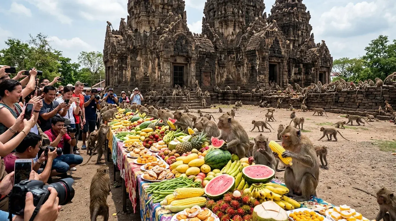 Monkey Banquet Festival in Lop Buri, Lop Buri, Thailand