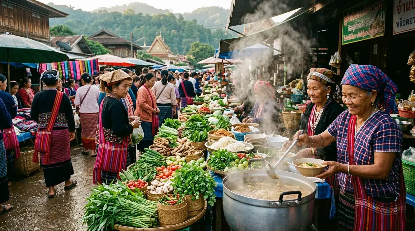 Shan Culture at the Morning Market in Mae Hong Son, Mae Hong Son, Thailand