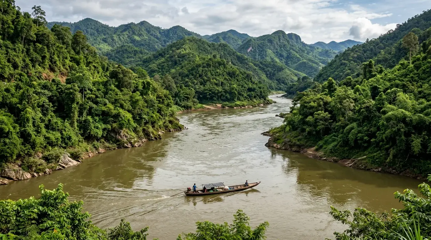 Salween River Landscape in Mae Sariang, Mae Hong Son, Thailand