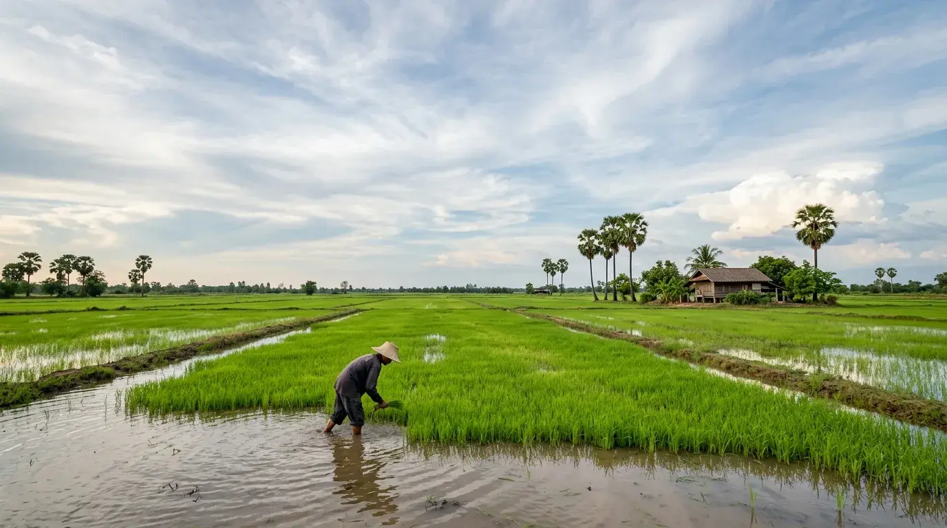 Isan Rice Farming Landscape in Maha Sarakham, Maha Sarakham, Thailand