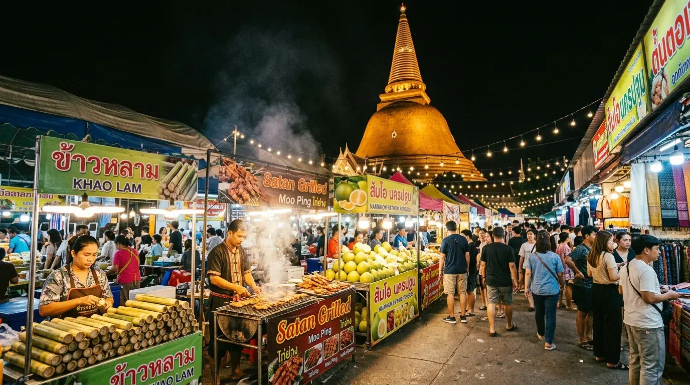 Night Market Around the Chedi in Nakhon Pathom, Nakhon Pathom, Thailand
