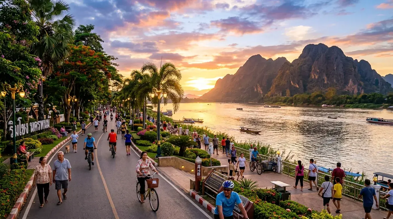 Mekong Riverfront Promenade in Nakhon Phanom, Nakhon Phanom, Thailand