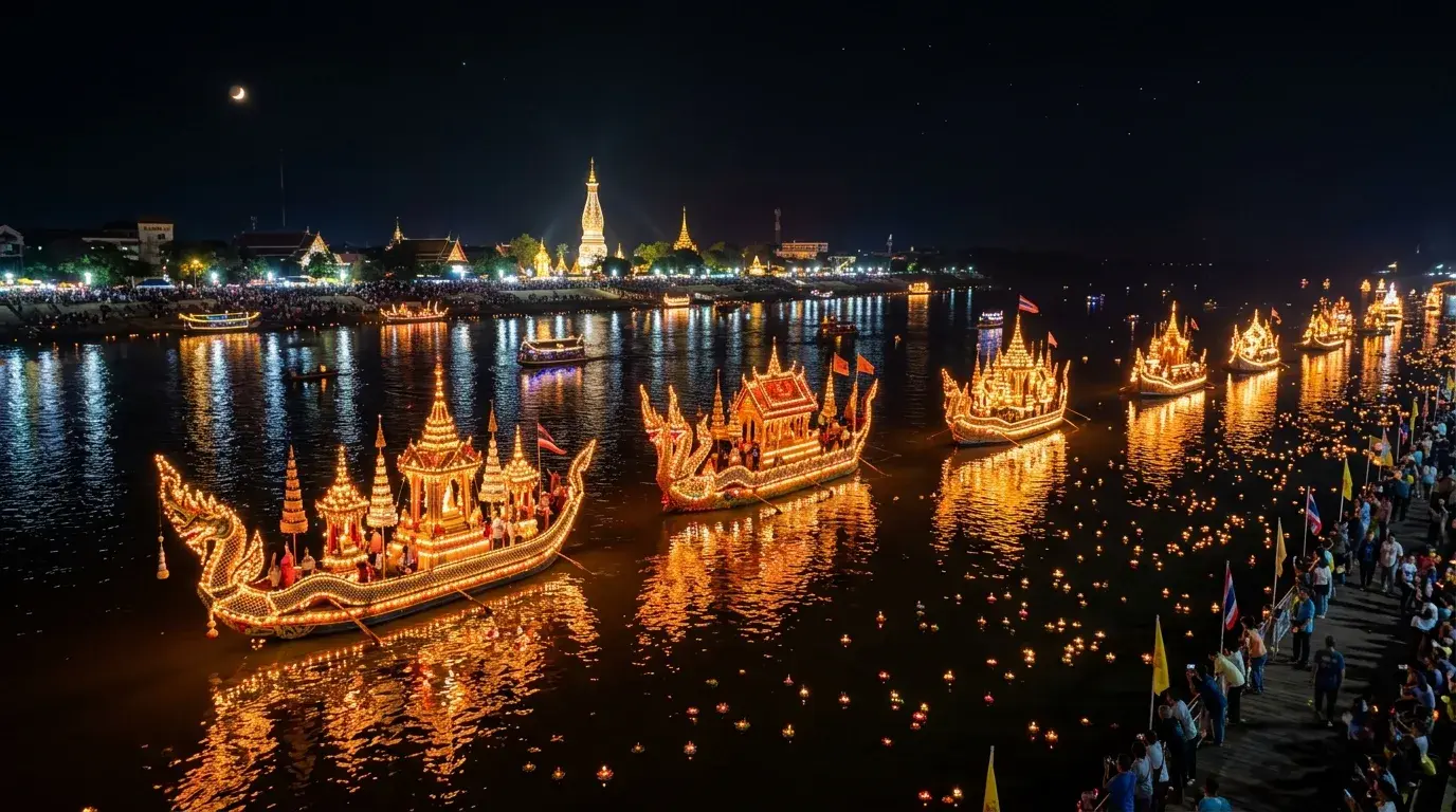 Illuminated Boat Procession Festival in Nakhon Phanom, Nakhon Phanom, Thailand