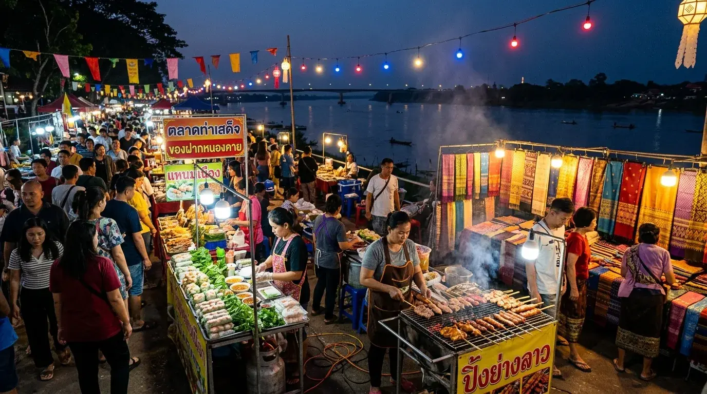 Riverside Night Market in Nong Khai, Nong Khai, Thailand