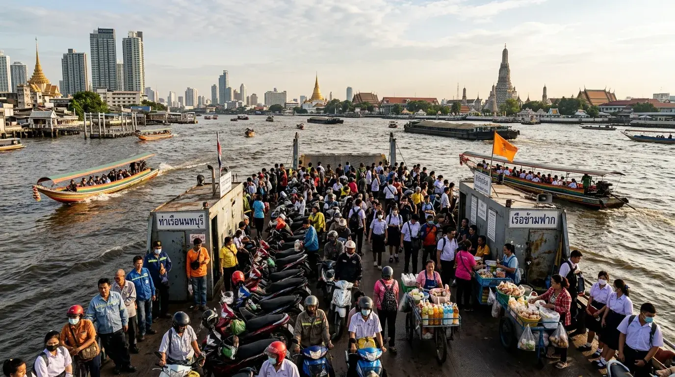 Chao Phraya River Life in Nonthaburi, Nonthaburi, Thailand