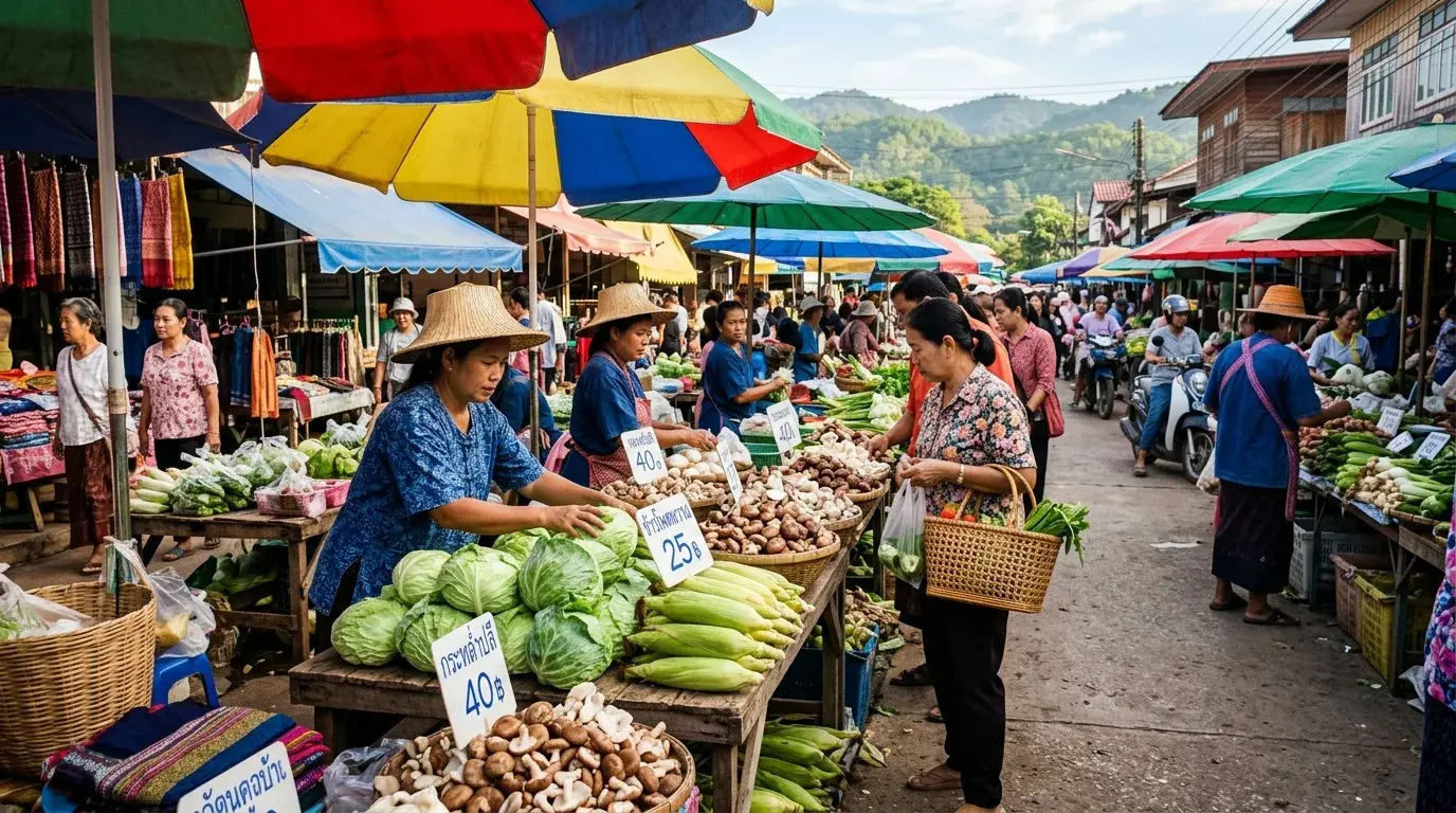 Fresh Market Morning in Pak Chong Town in Pak Chong, Nakhon Ratchasima, Thailand