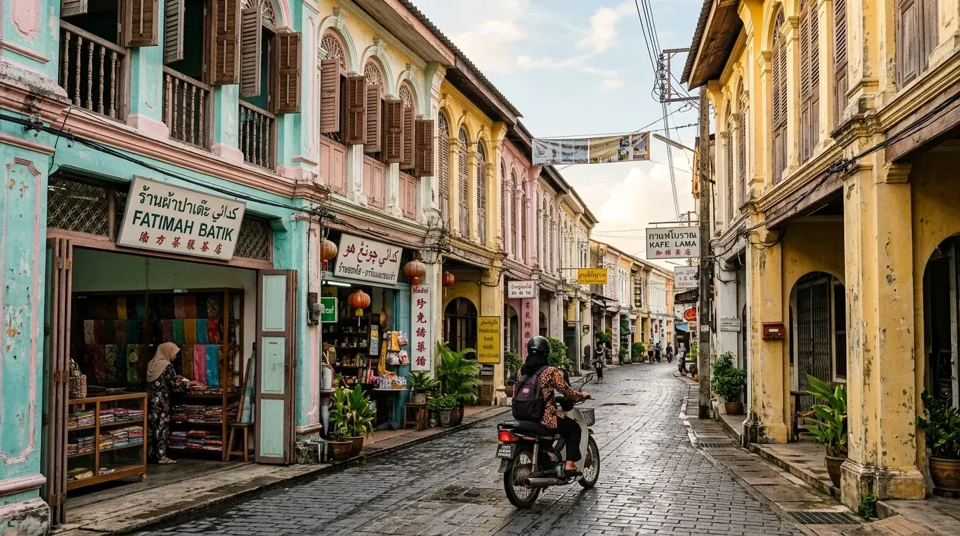 Chinese-Malay Shophouse Heritage Street in Pattani, Pattani, Thailand