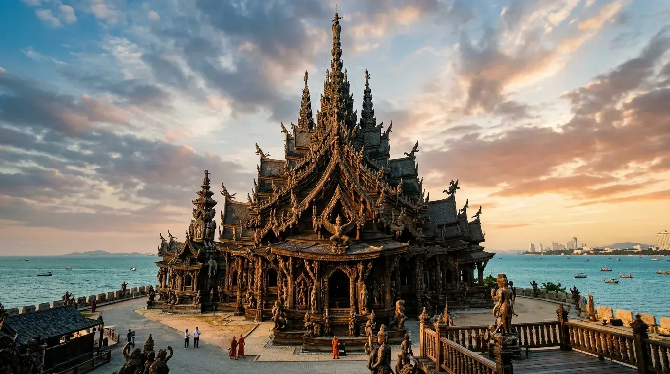 Sanctuary of Truth Teak Temple in Pattaya, Chonburi, Thailand