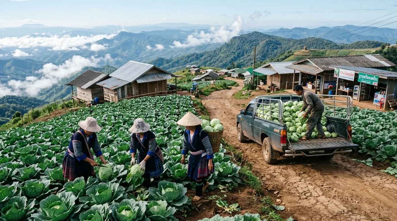 Hmong Agricultural Community on the Summit at Phu Thap Boek, Phetchabun, Thailand