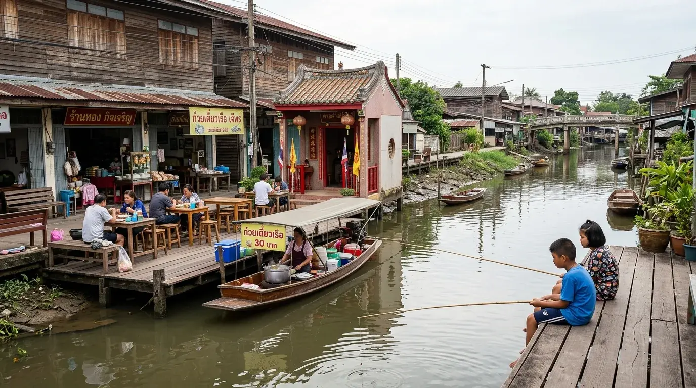 Peaceful Provincial Riverside Life in Prachinburi, Prachinburi, Thailand