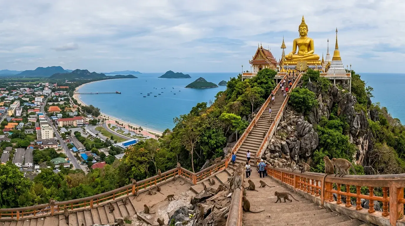 Khao Chong Krajok Monkey Temple in Prachuap Khiri Khan, Prachuap Khiri Khan, Thailand