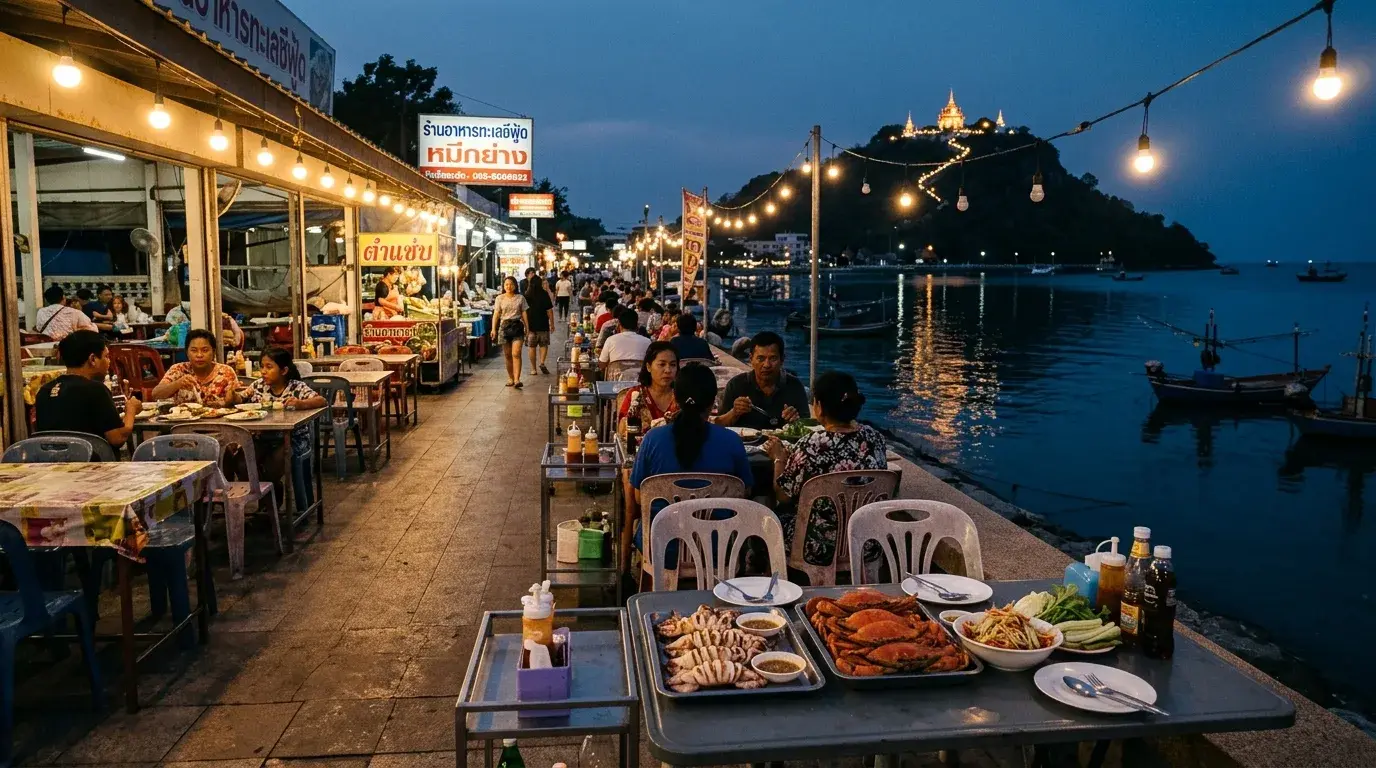 Seafood Dinner on the Night Promenade in Prachuap Khiri Khan, Prachuap Khiri Khan, Thailand