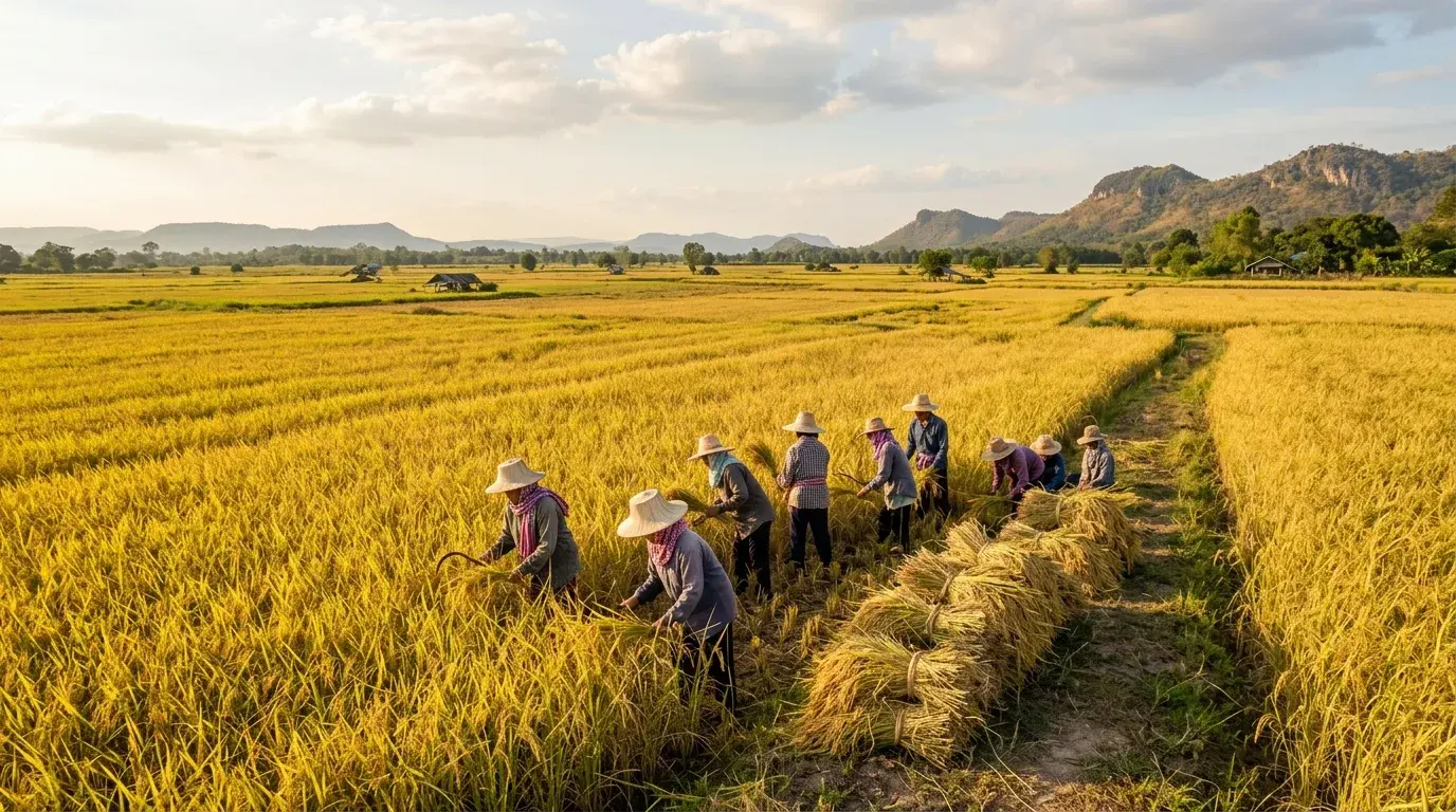 Jasmine Rice Harvest Season in Si Sa Ket, Si Sa Ket, Thailand