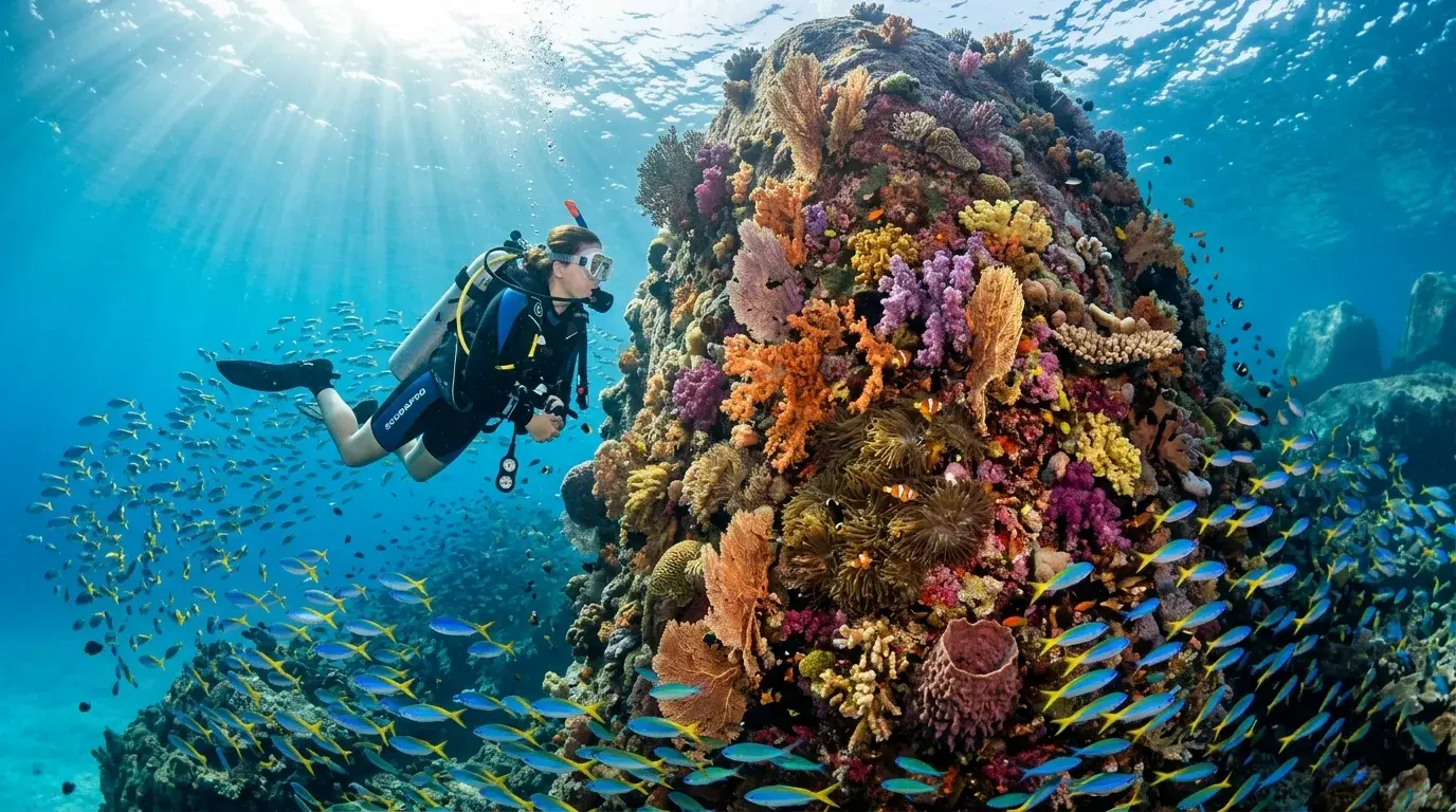 World-Class Underwater Diving Scene at Similan Islands, Phang Nga, Thailand