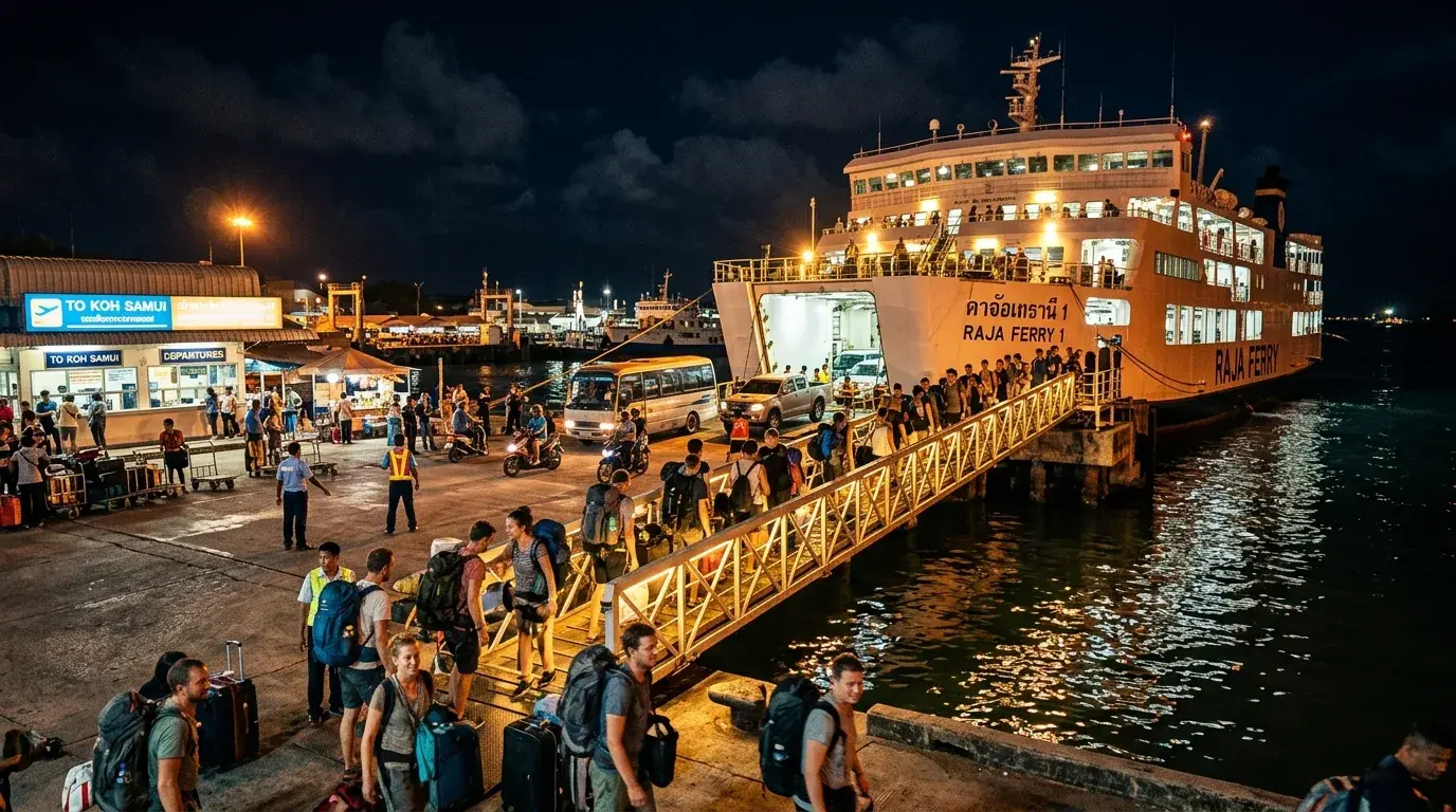 Night Ferry Departure to the Islands in Surat Thani, Surat Thani, Thailand