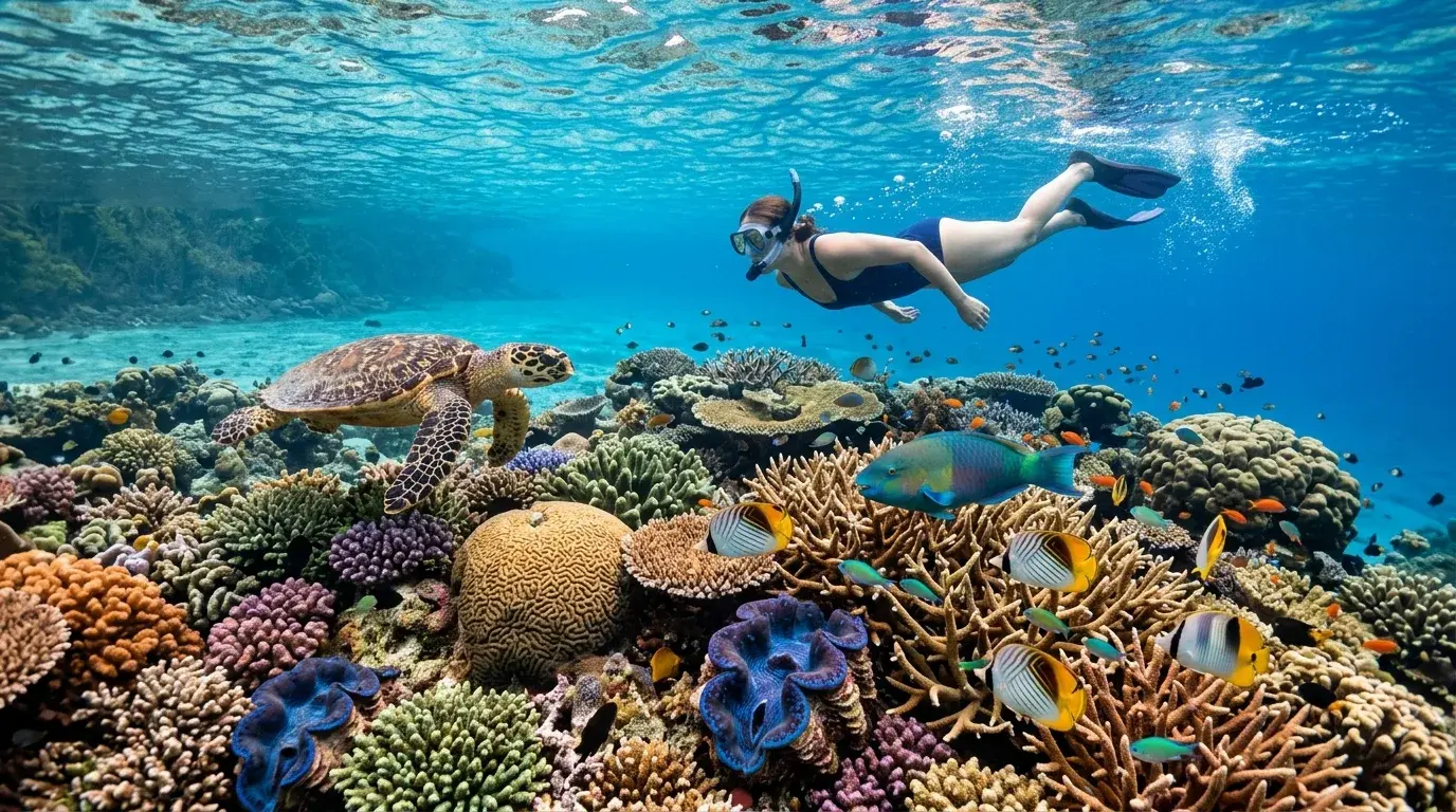 Snorkeling Among Giant Clams and Sea Turtles at Surin Islands, Phang Nga, Thailand