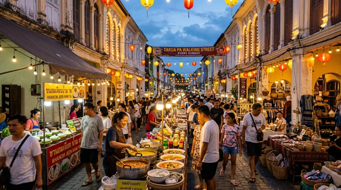 Takua Pa Sunday Walking Street Market in Takua Pa, Phang Nga, Thailand