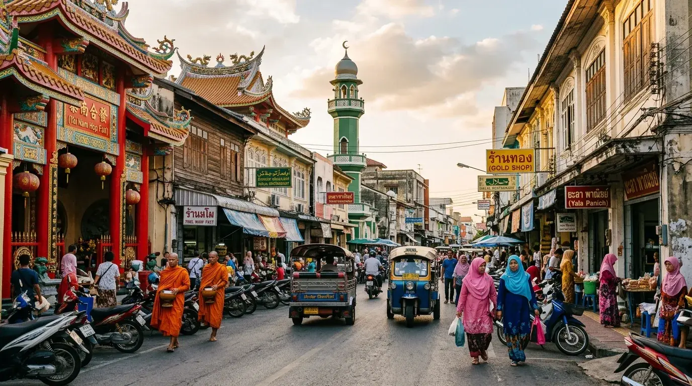 Deep South Multicultural Street Scene in Yala, Yala, Thailand