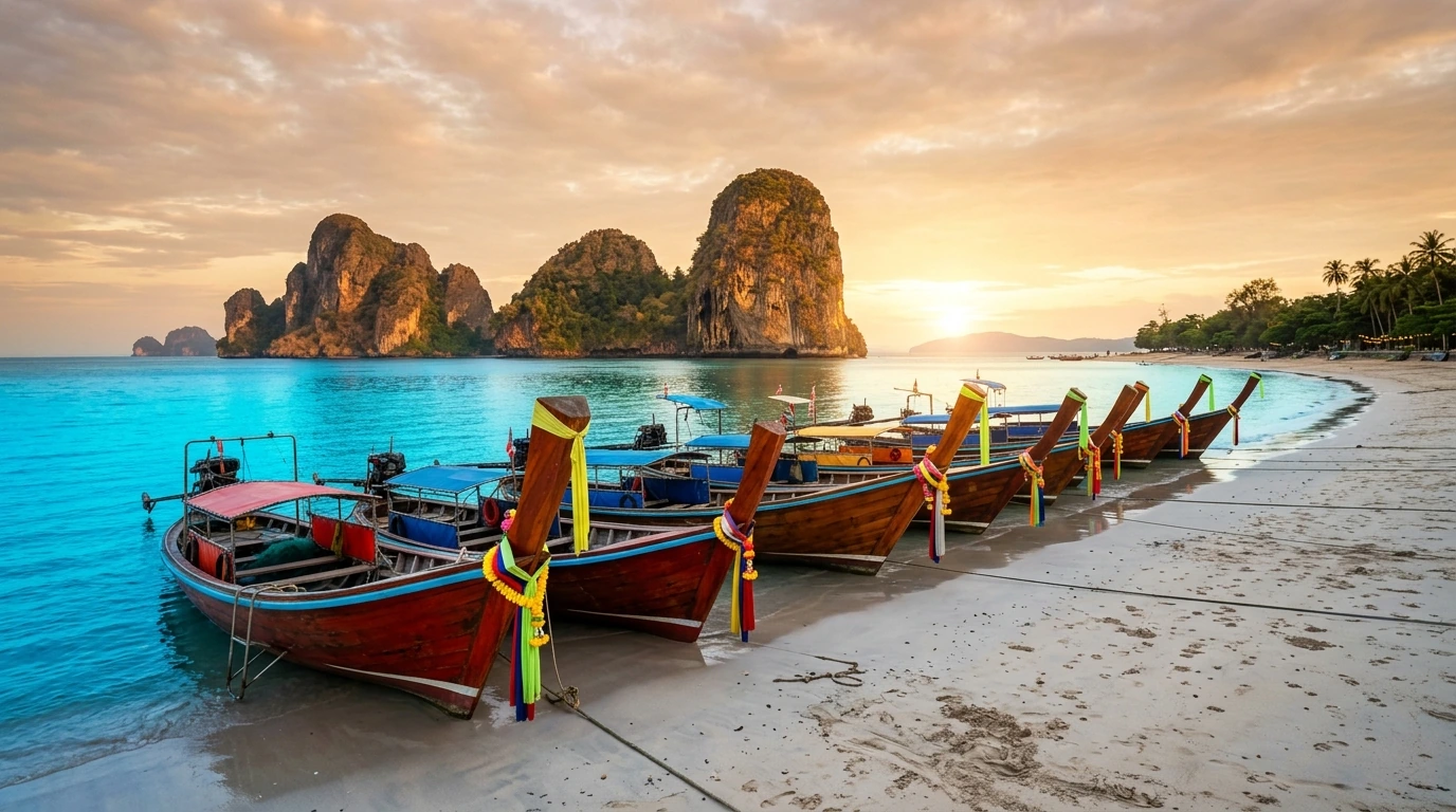Longtail Boats and Limestone Karsts — Ao Nang, Krabi, Thailand