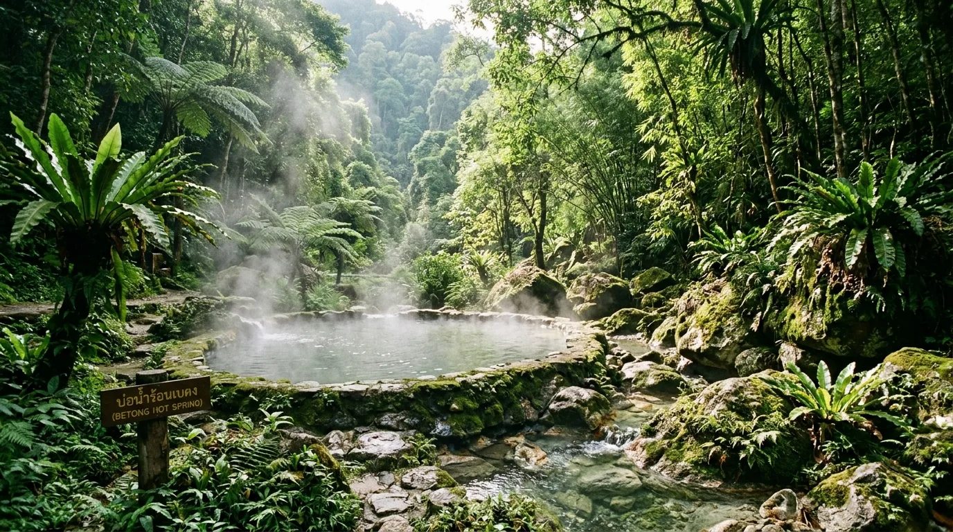 Hot Spring in the Mountain Jungle Hot Spring in the Mountain Jungle in Betong, Yala, Thailand