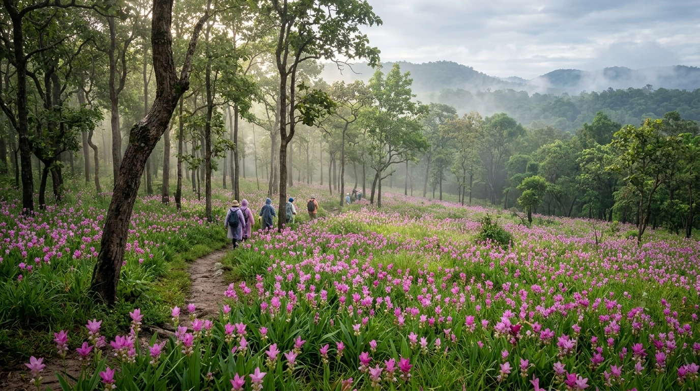Siam Tulip Fields in Bloom — Chaiyaphum, Chaiyaphum, Thailand